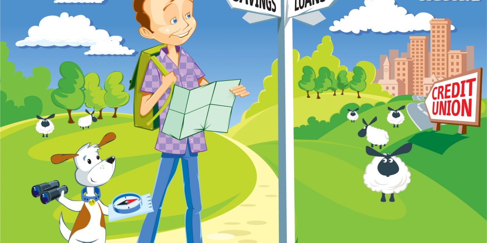 cartoon of boy navigating financial decisions