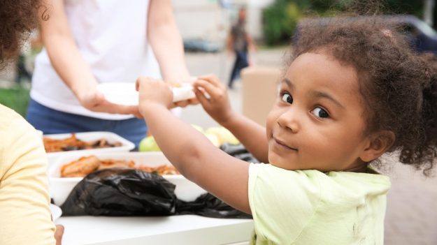 child with lunch